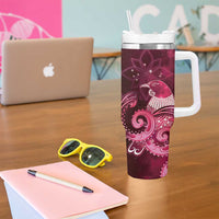 New Zealand Matariki Tumbler With Handle Maori Tui Bird Magenta Galaxy DT05 - Polynesian Pride