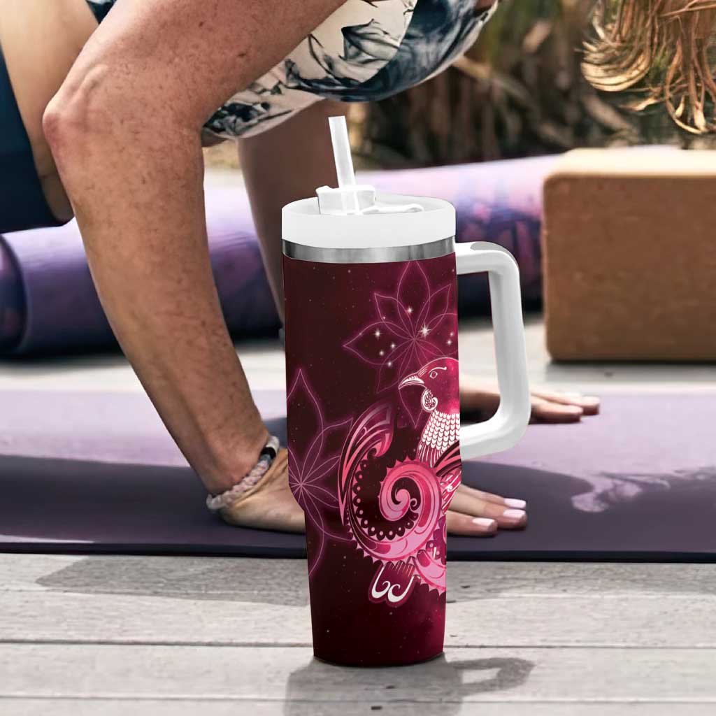 New Zealand Matariki Tumbler With Handle Maori Tui Bird Magenta Galaxy DT05 - Polynesian Pride