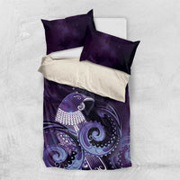 New Zealand Matariki Bedding Set Maori Tui Bird Purple Galaxy