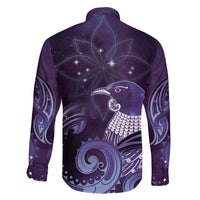 New Zealand Matariki Family Matching Tank Maxi Dress and Hawaiian Shirt Maori Tui Bird Purple Galaxy