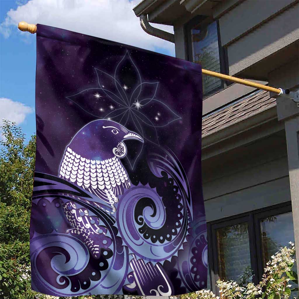 New Zealand Matariki Garden Flag Maori Tui Bird Purple Galaxy DT05 - Polynesian Pride