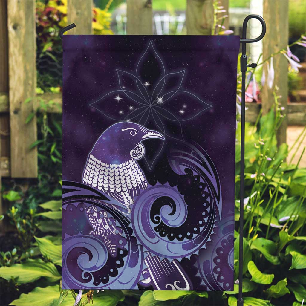 New Zealand Matariki Garden Flag Maori Tui Bird Purple Galaxy DT05 Garden Flag Purple - Polynesian Pride
