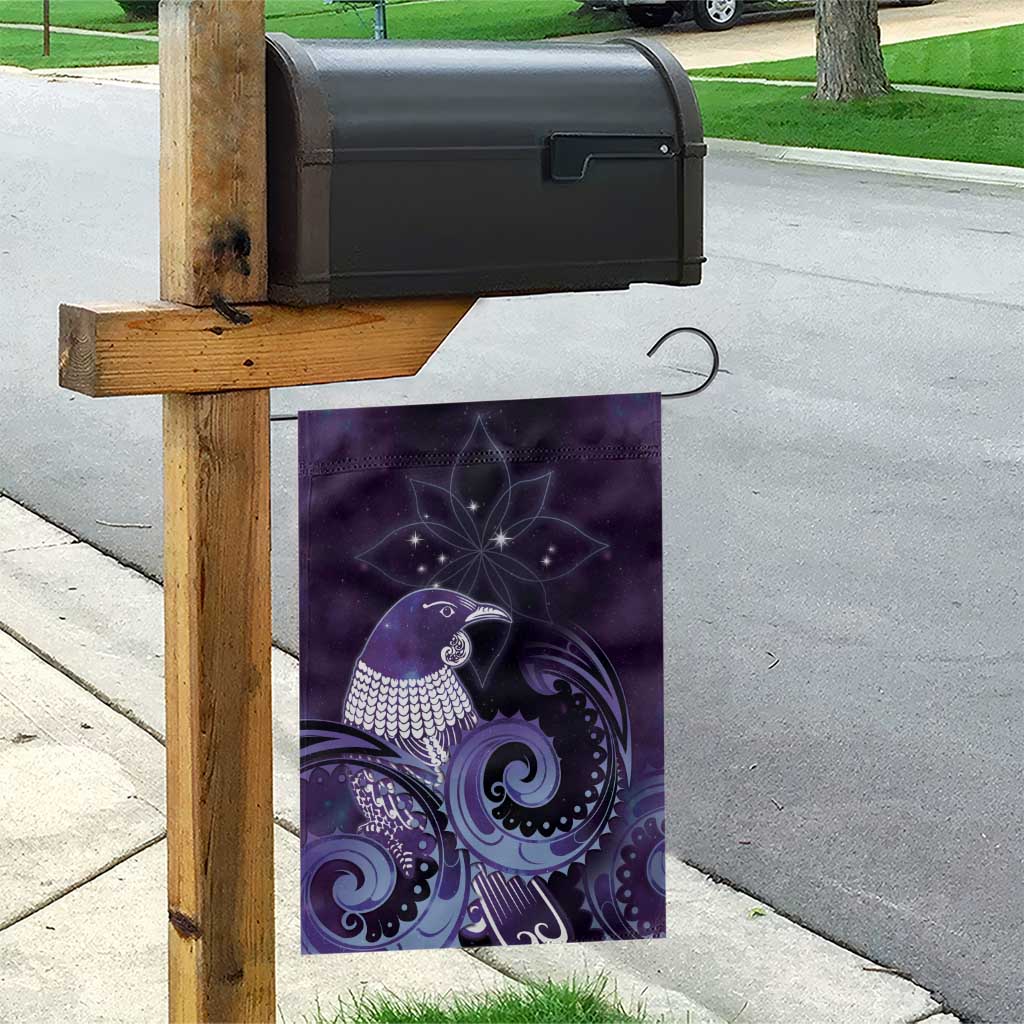New Zealand Matariki Garden Flag Maori Tui Bird Purple Galaxy DT05 - Polynesian Pride
