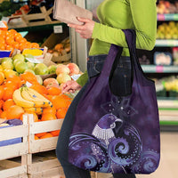 New Zealand Matariki Grocery Bag Maori Tui Bird Purple Galaxy DT05 - Polynesian Pride