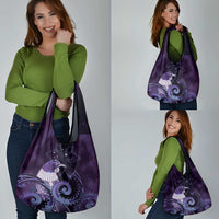 New Zealand Matariki Grocery Bag Maori Tui Bird Purple Galaxy DT05 - Polynesian Pride
