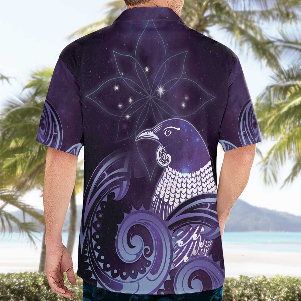 New Zealand Matariki Hawaiian Shirt Maori Tui Bird Purple Galaxy DT05 - Polynesian Pride