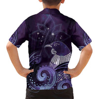 New Zealand Matariki Hawaiian Shirt Maori Tui Bird Purple Galaxy DT05 - Polynesian Pride