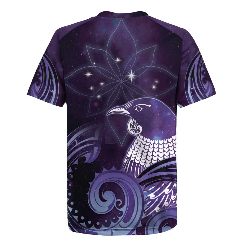 New Zealand Matariki Rugby Jersey Maori Tui Bird Purple Galaxy DT05 - Polynesian Pride