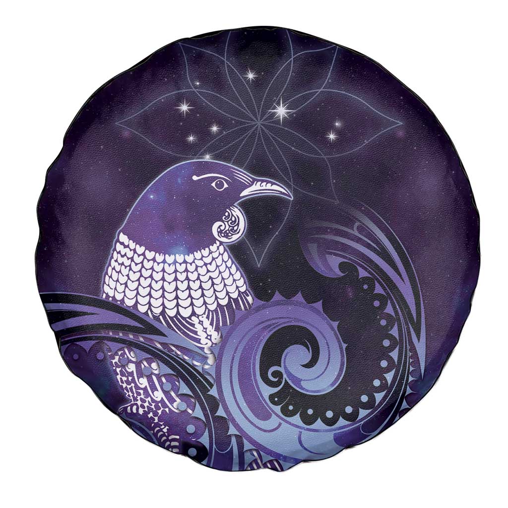 New Zealand Matariki Spare Tire Cover Maori Tui Bird Purple Galaxy DT05 - Polynesian Pride