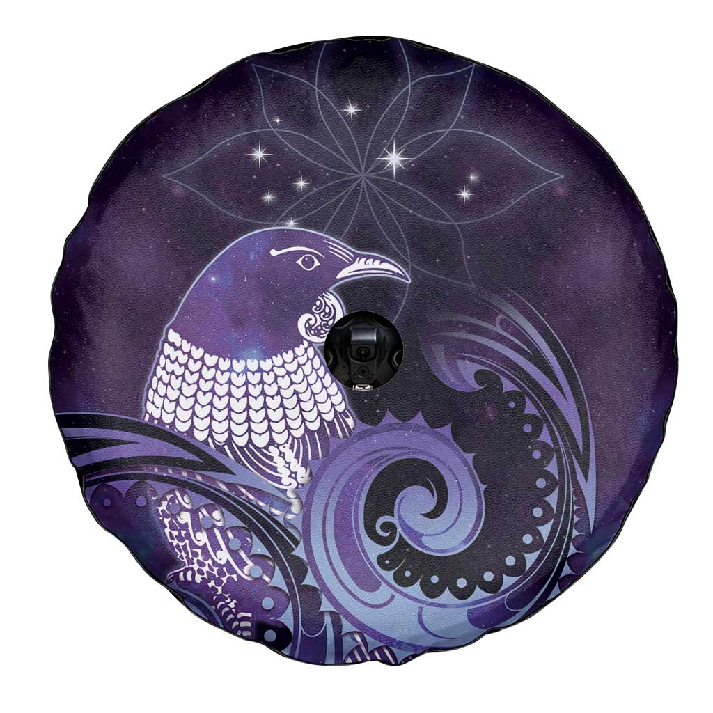 New Zealand Matariki Spare Tire Cover Maori Tui Bird Purple Galaxy DT05 - Polynesian Pride