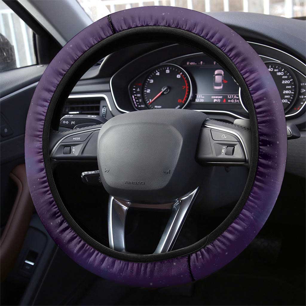 New Zealand Matariki Steering Wheel Cover Maori Tui Bird Purple Galaxy DT05 - Polynesian Pride