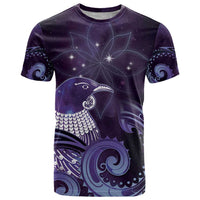 New Zealand Matariki T Shirt Maori Tui Bird Purple Galaxy DT05 Purple - Polynesian Pride