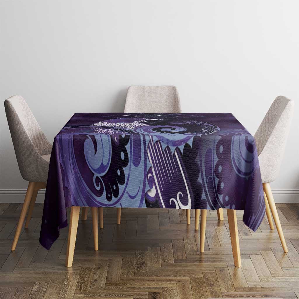 New Zealand Matariki Tablecloth Maori Tui Bird Purple Galaxy DT05 - Polynesian Pride