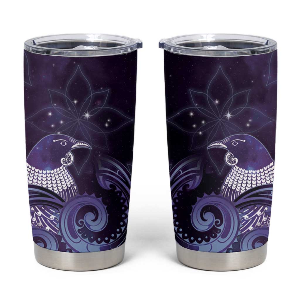 New Zealand Matariki Tumbler Cup Maori Tui Bird Purple Galaxy DT05 Purple - Polynesian Pride