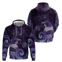 New Zealand Matariki Zip Hoodie Maori Tui Bird Purple Galaxy DT05 - Polynesian Pride