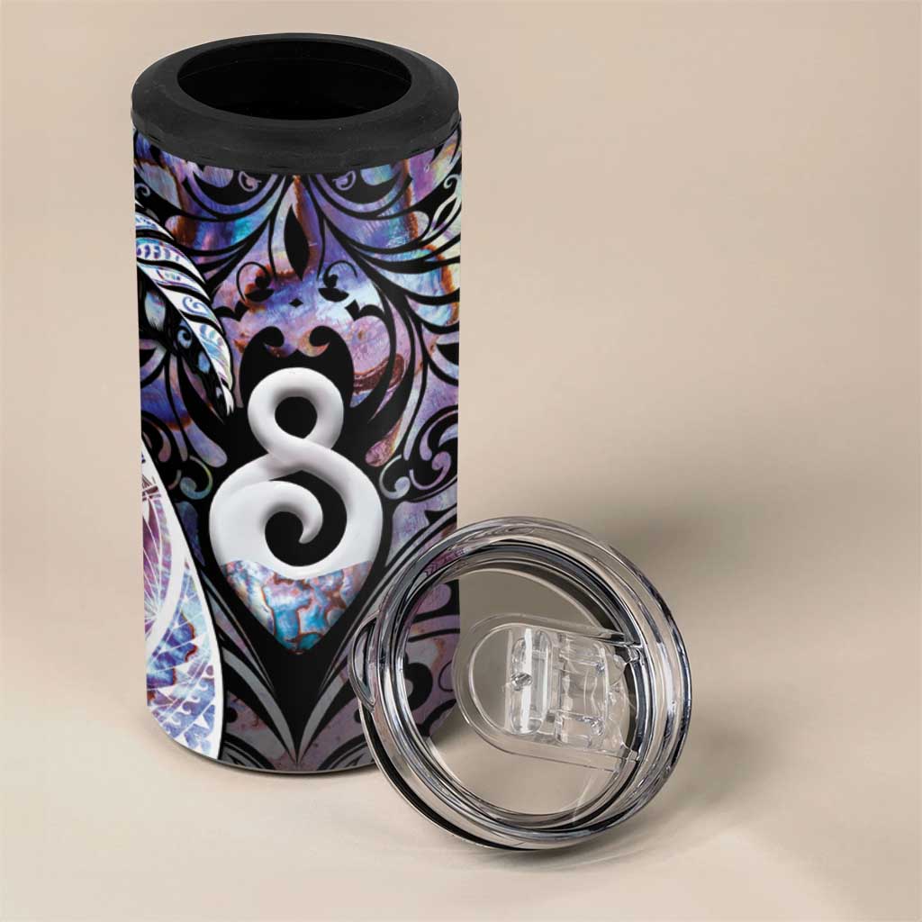 New Zealand Aotearoa 4 in 1 Can Cooler Tumbler Pikorua Single Twist Pink Paua Shell DT05 - Polynesian Pride