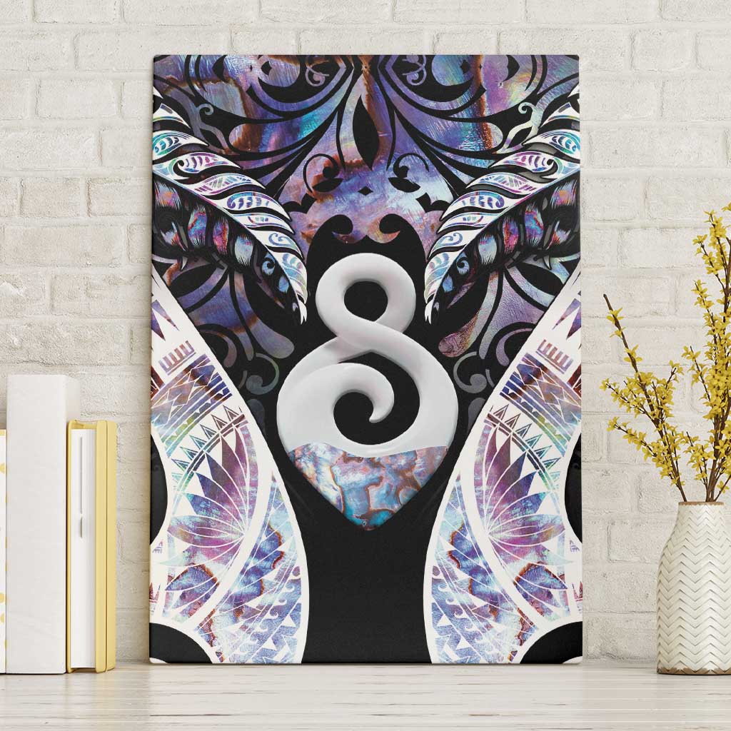 New Zealand Aotearoa Canvas Wall Art Pikorua Single Twist Pink Paua Shell