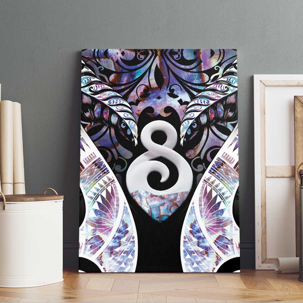 New Zealand Aotearoa Canvas Wall Art Pikorua Single Twist Pink Paua Shell