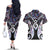 New Zealand Aotearoa Couples Matching Off The Shoulder Long Sleeve Dress and Hawaiian Shirt Pikorua Single Twist Pink Paua Shell