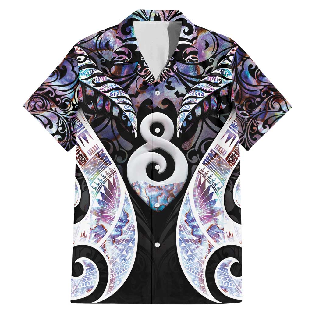 New Zealand Aotearoa Family Matching Mermaid Dress and Hawaiian Shirt Pikorua Single Twist Pink Paua Shell