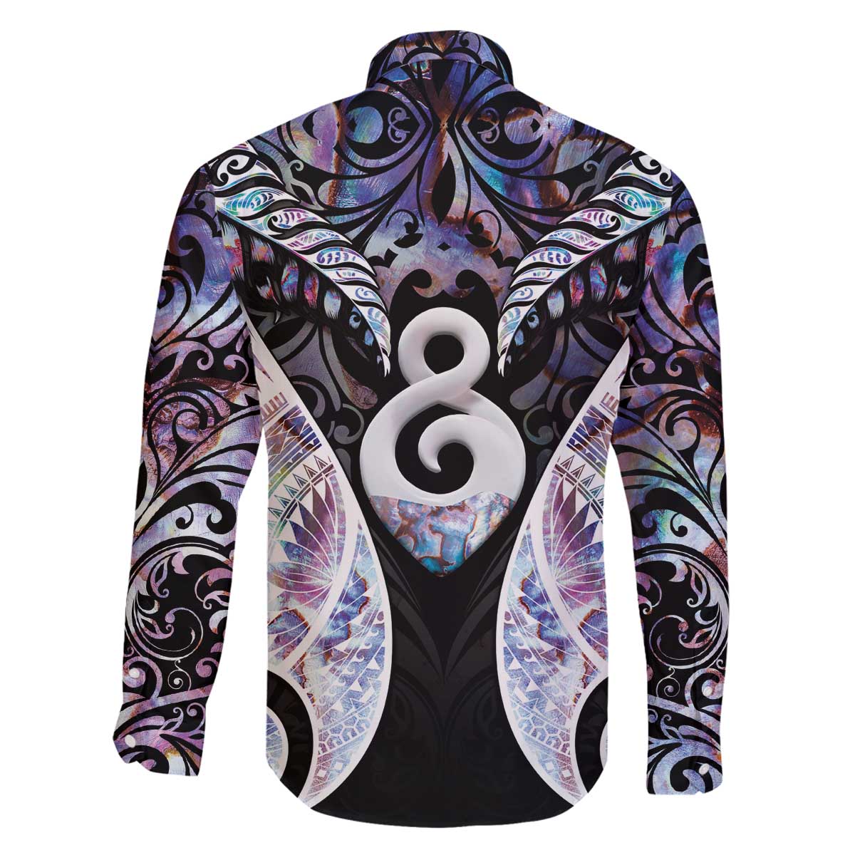 New Zealand Aotearoa Family Matching Off The Shoulder Long Sleeve Dress and Hawaiian Shirt Pikorua Single Twist Pink Paua Shell