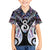 New Zealand Aotearoa Family Matching Off The Shoulder Long Sleeve Dress and Hawaiian Shirt Pikorua Single Twist Pink Paua Shell