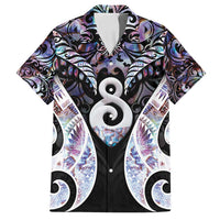 New Zealand Aotearoa Family Matching Puletasi and Hawaiian Shirt Pikorua Single Twist Pink Paua Shell DT05 Dad's Shirt - Short Sleeve Pink - Polynesian Pride