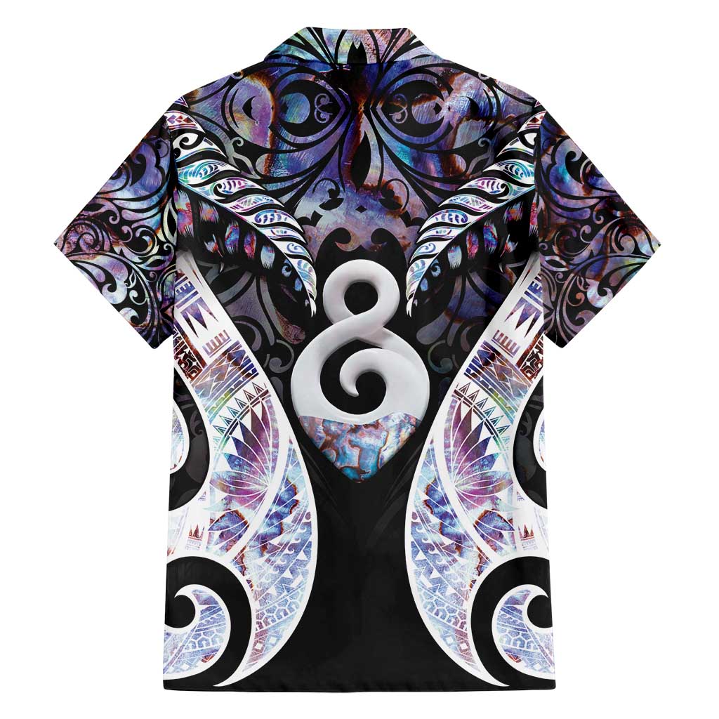 New Zealand Aotearoa Family Matching Puletasi and Hawaiian Shirt Pikorua Single Twist Pink Paua Shell DT05 - Polynesian Pride