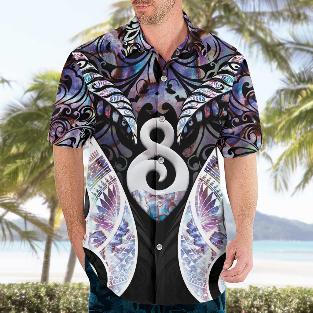 New Zealand Aotearoa Hawaiian Shirt Pikorua Single Twist Pink Paua Shell