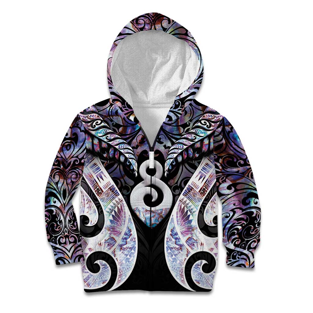 New Zealand Aotearoa Kid Hoodie Pikorua Single Twist Pink Paua Shell