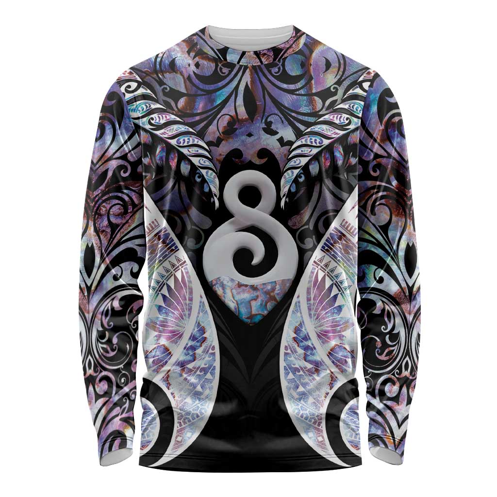 New Zealand Aotearoa Long Sleeve Shirt Pikorua Single Twist Pink Paua Shell