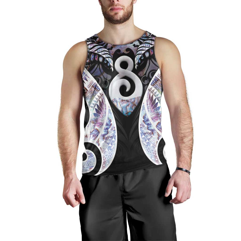 New Zealand Aotearoa Men Tank Top Pikorua Single Twist Pink Paua Shell