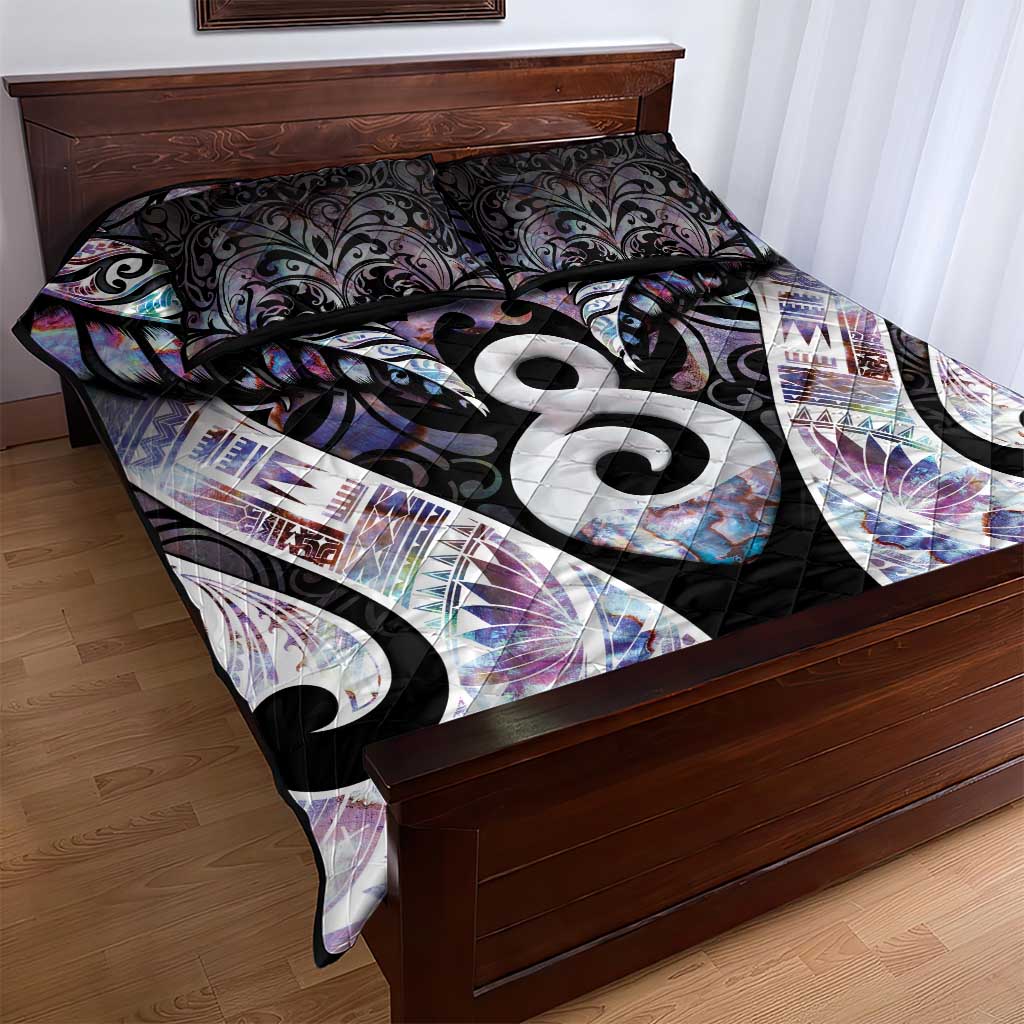 New Zealand Aotearoa Quilt Bed Set Pikorua Single Twist Pink Paua Shell