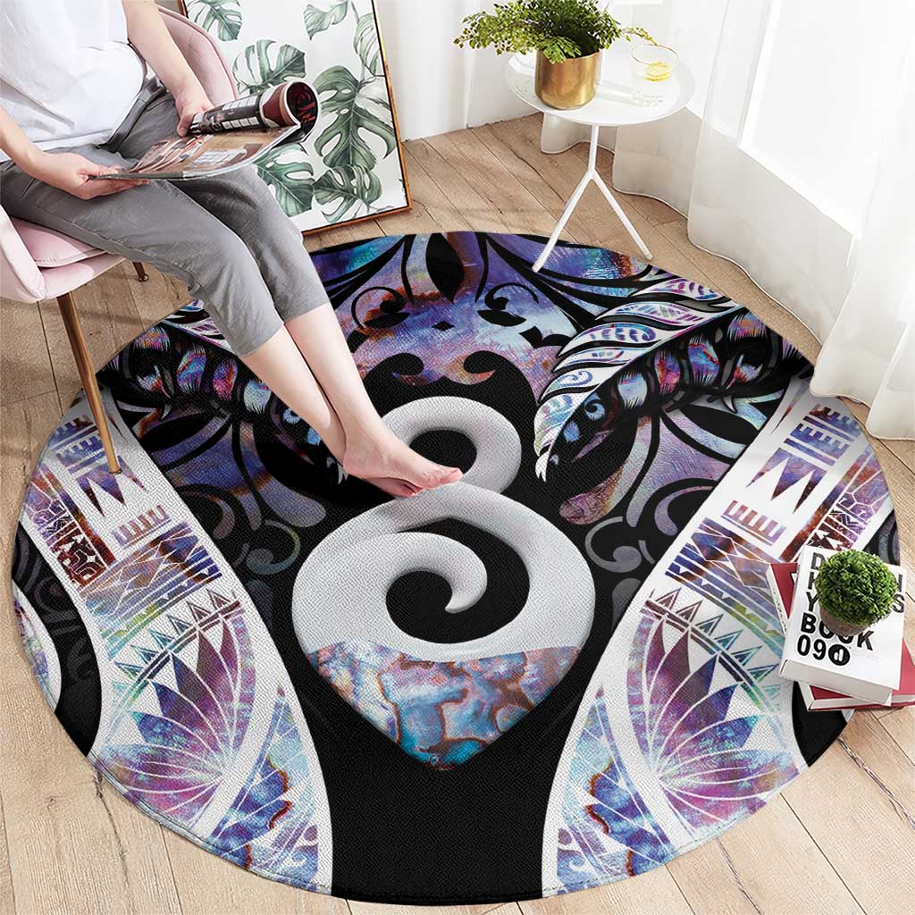 New Zealand Aotearoa Round Carpet Pikorua Single Twist Pink Paua Shell