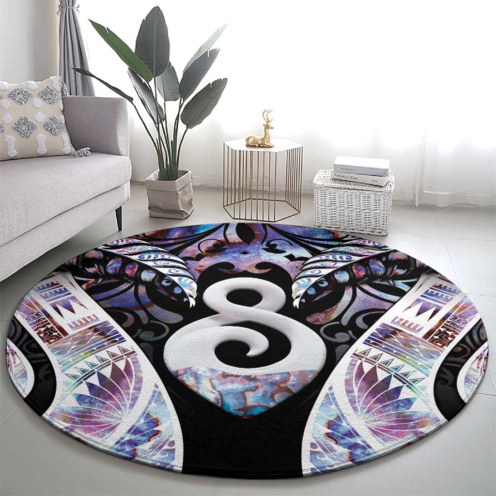 New Zealand Aotearoa Round Carpet Pikorua Single Twist Pink Paua Shell