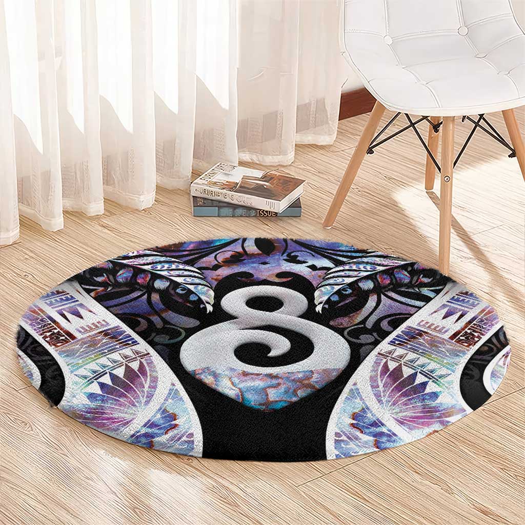 New Zealand Aotearoa Round Carpet Pikorua Single Twist Pink Paua Shell