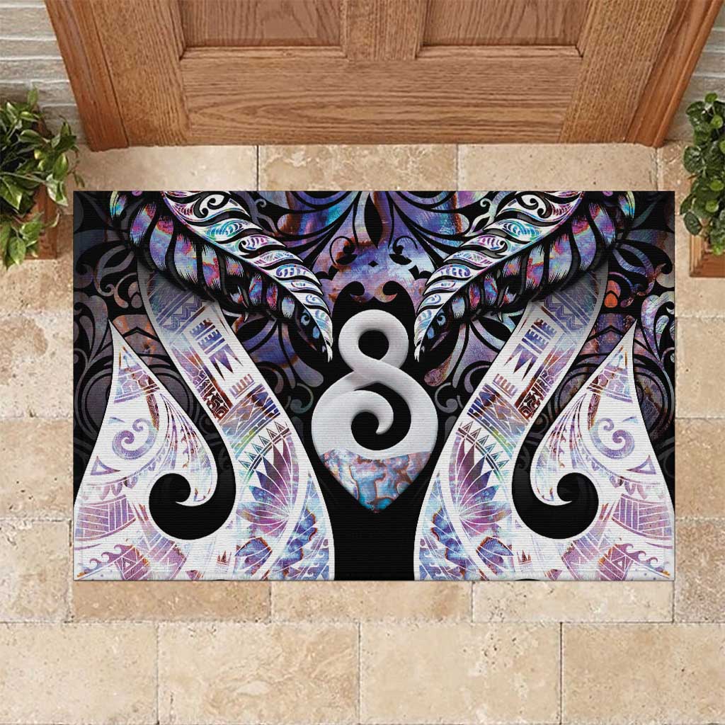 New Zealand Aotearoa Rubber Doormat Pikorua Single Twist Pink Paua Shell DT05 Pink - Polynesian Pride