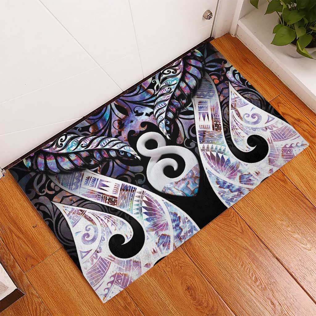 New Zealand Aotearoa Rubber Doormat Pikorua Single Twist Pink Paua Shell DT05 - Polynesian Pride