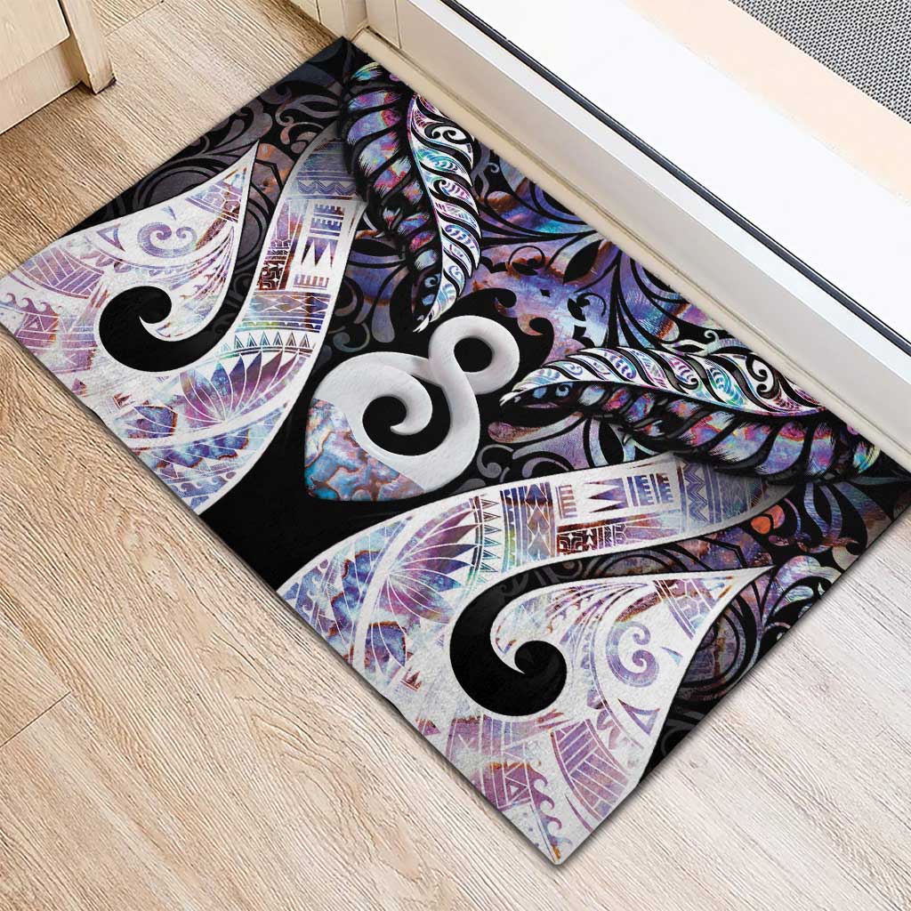 New Zealand Aotearoa Rubber Doormat Pikorua Single Twist Pink Paua Shell DT05 - Polynesian Pride