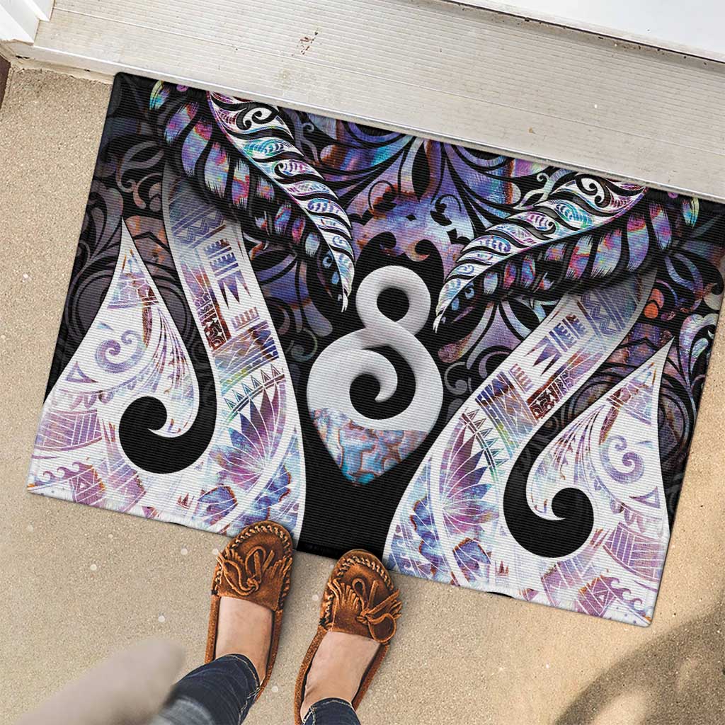 New Zealand Aotearoa Rubber Doormat Pikorua Single Twist Pink Paua Shell DT05 - Polynesian Pride