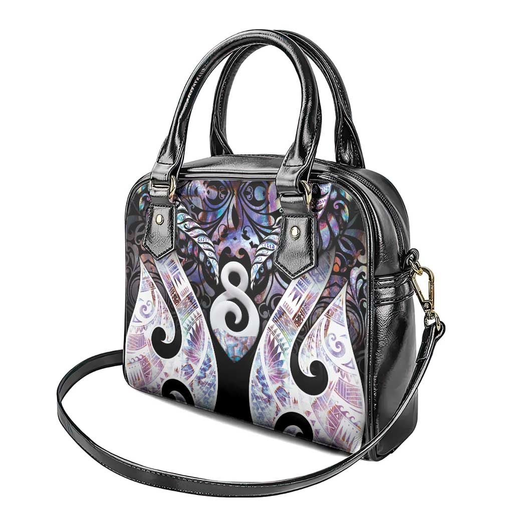 New Zealand Aotearoa Shoulder Handbag Pikorua Single Twist Pink Paua Shell