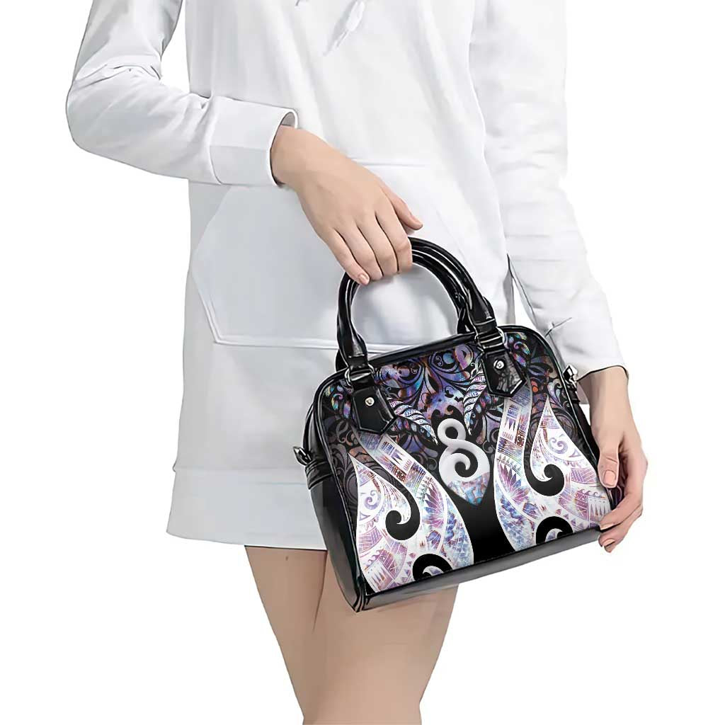 New Zealand Aotearoa Shoulder Handbag Pikorua Single Twist Pink Paua Shell