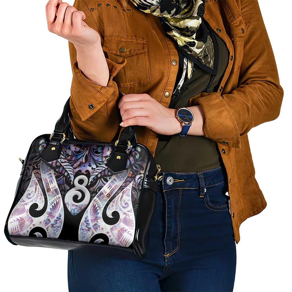 New Zealand Aotearoa Shoulder Handbag Pikorua Single Twist Pink Paua Shell