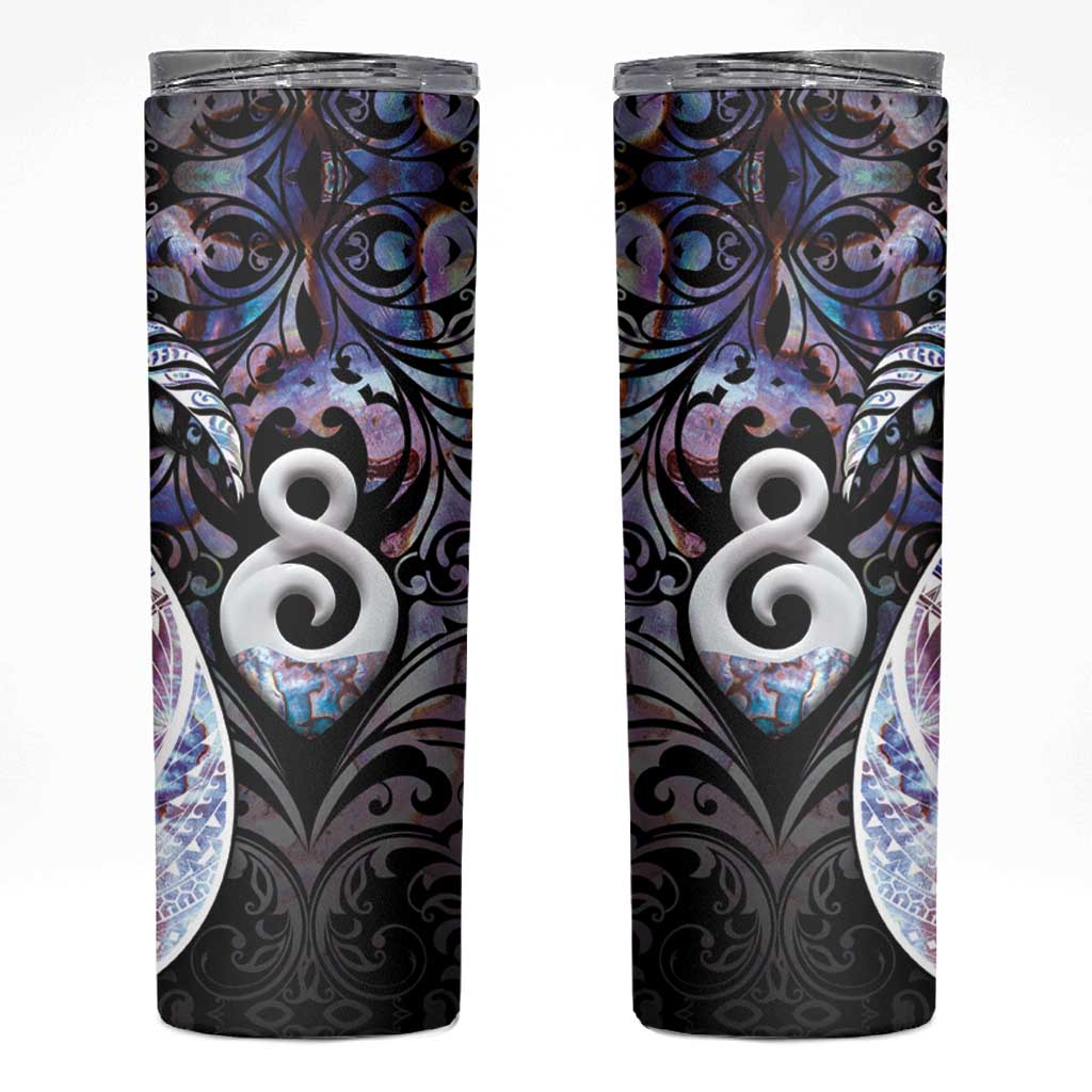 New Zealand Aotearoa Skinny Tumbler Pikorua Single Twist Pink Paua Shell DT05 Pink - Polynesian Pride
