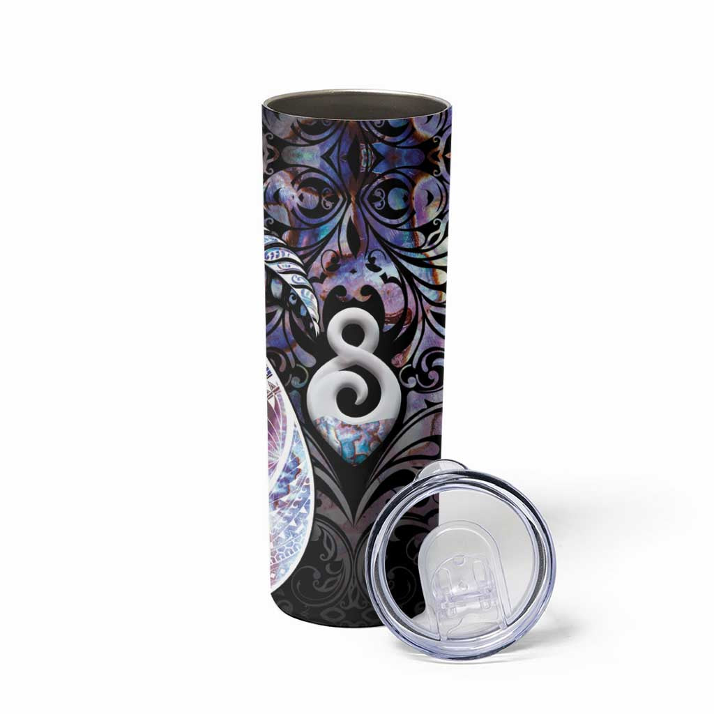 New Zealand Aotearoa Skinny Tumbler Pikorua Single Twist Pink Paua Shell DT05 - Polynesian Pride