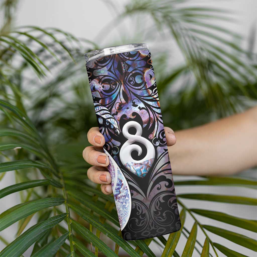 New Zealand Aotearoa Skinny Tumbler Pikorua Single Twist Pink Paua Shell DT05 - Polynesian Pride