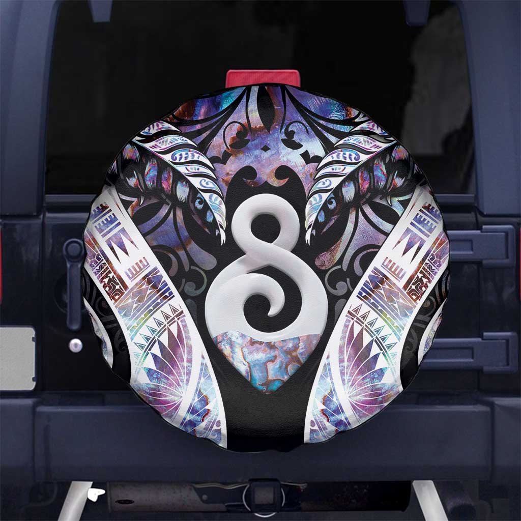 New Zealand Aotearoa Spare Tire Cover Pikorua Single Twist Pink Paua Shell