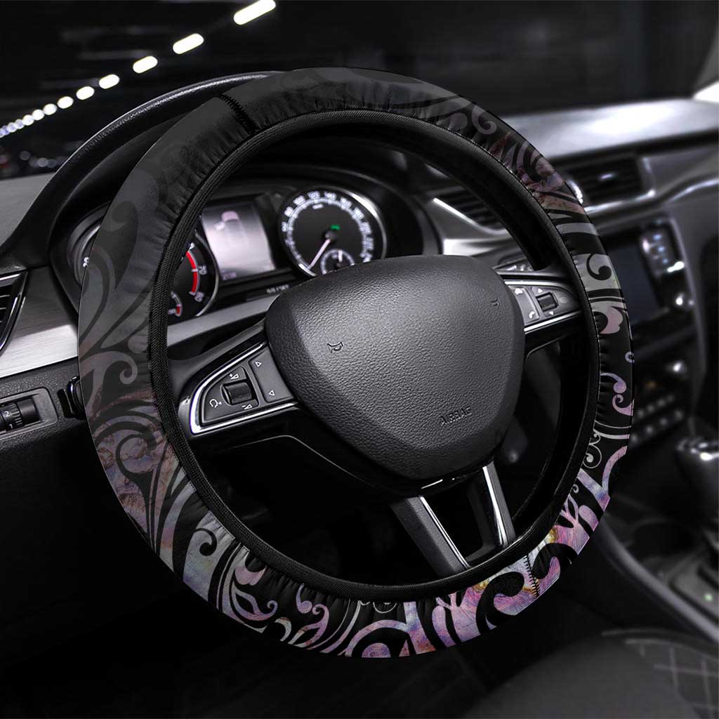 New Zealand Aotearoa Steering Wheel Cover Pikorua Single Twist Pink Paua Shell
