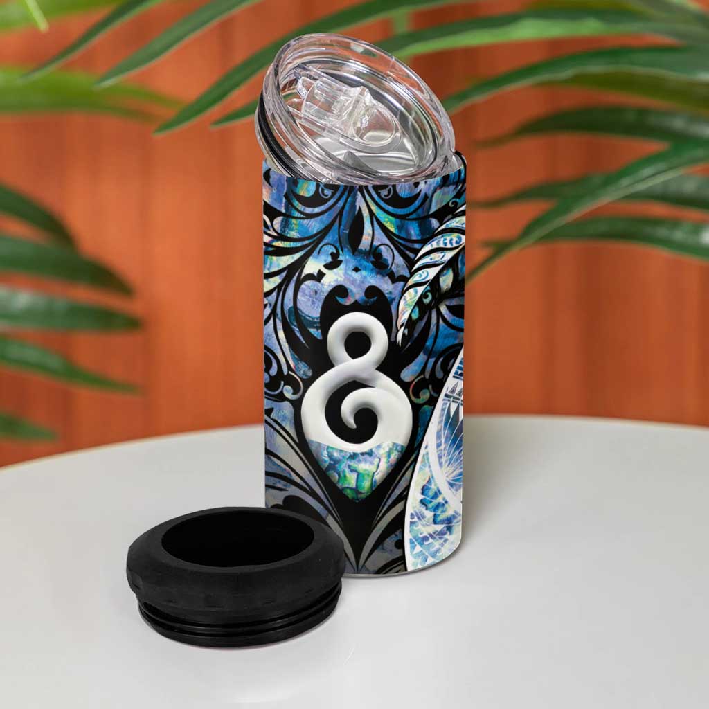 New Zealand Aotearoa 4 in 1 Can Cooler Tumbler Pikorua Single Twist Green Paua Shell DT05 - Polynesian Pride