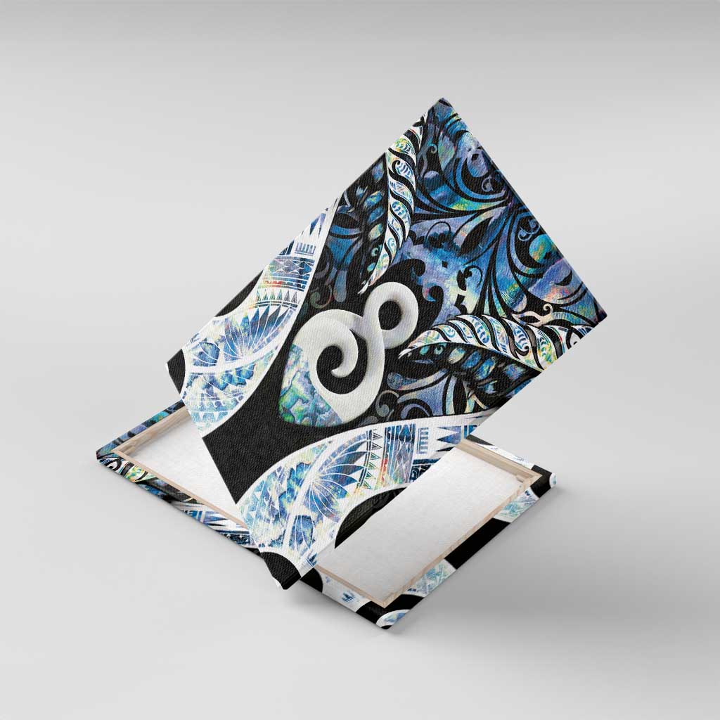 New Zealand Aotearoa Canvas Wall Art Pikorua Single Twist Green Paua Shell